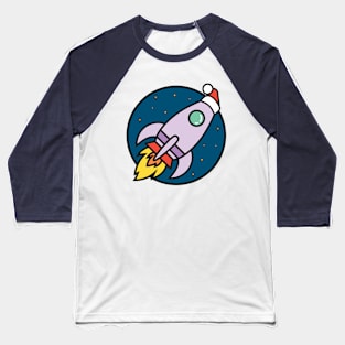 Outer Space Christmas Rocket Baseball T-Shirt